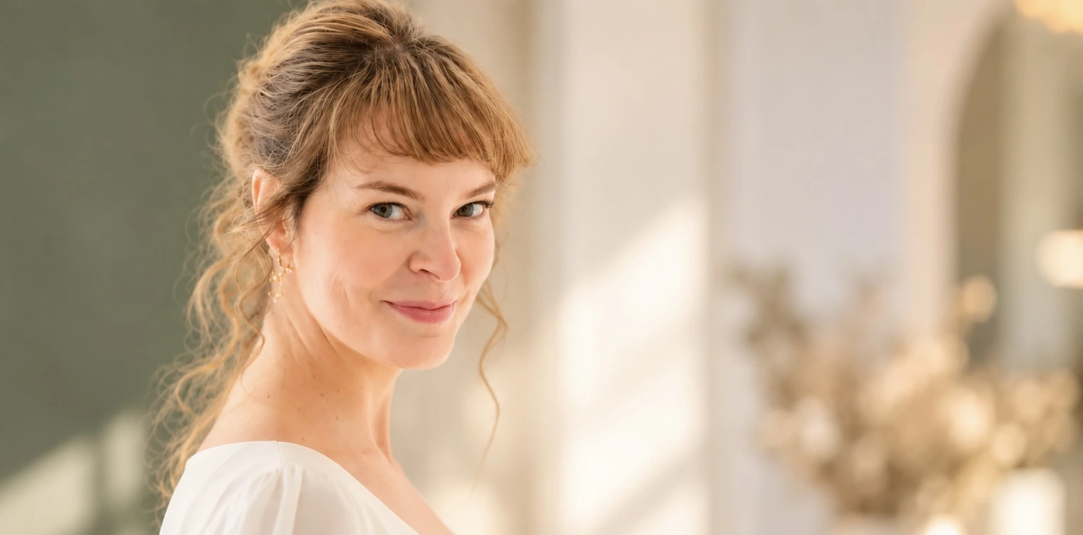Portrait d’une femme souriante dans une lumière douce